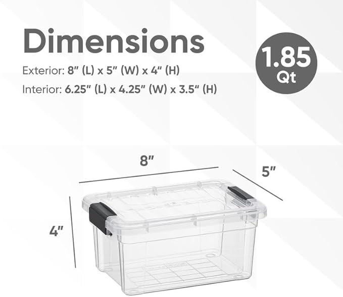 Superio Storage Bins with Lids- 2 Pack, 1.85 Qt Clear Boxes - Image 2