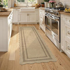 livebox scalloped washable 2x6 kitchen runner rug, easy shown in use