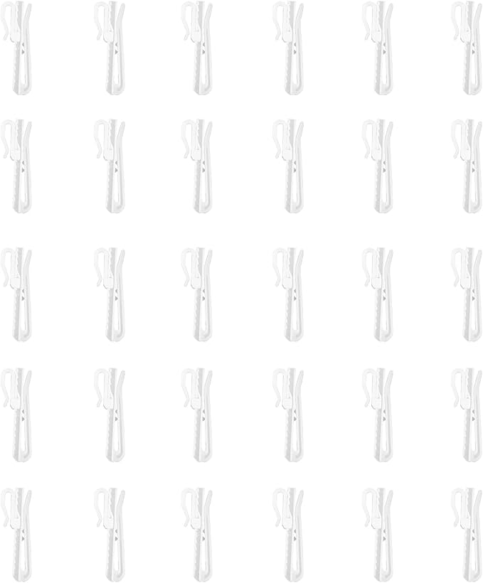 30 PCS Plastic Curtain Hooks Adjustable Pinch Pleat Curtain Clips Room Divider by CBSROROHome