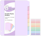 SKYDUE Durable Plastic 8-Tab Dividers, Big Tab Dividers by SKYDUE