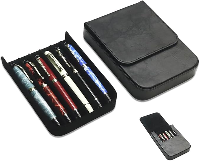MIVLXLX Leather 6 Fountain Pen/Pencil Tray Case, Magnetic Closure by MIVLXLX