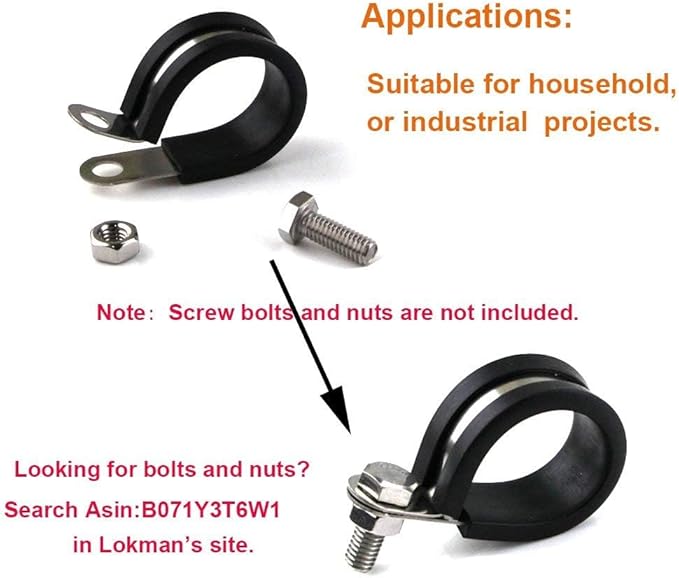 LOKMAN 20 Pack 1/4 Inch Stainless Steel Cable Clamp, Rubber Cushioned Insulated - Image 4