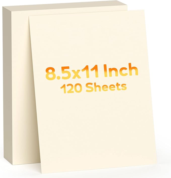 120 Sheets Cream Cardstock Paper, Cardstock 8.5" x 11", Construction Paper by WelcometoVishoitty