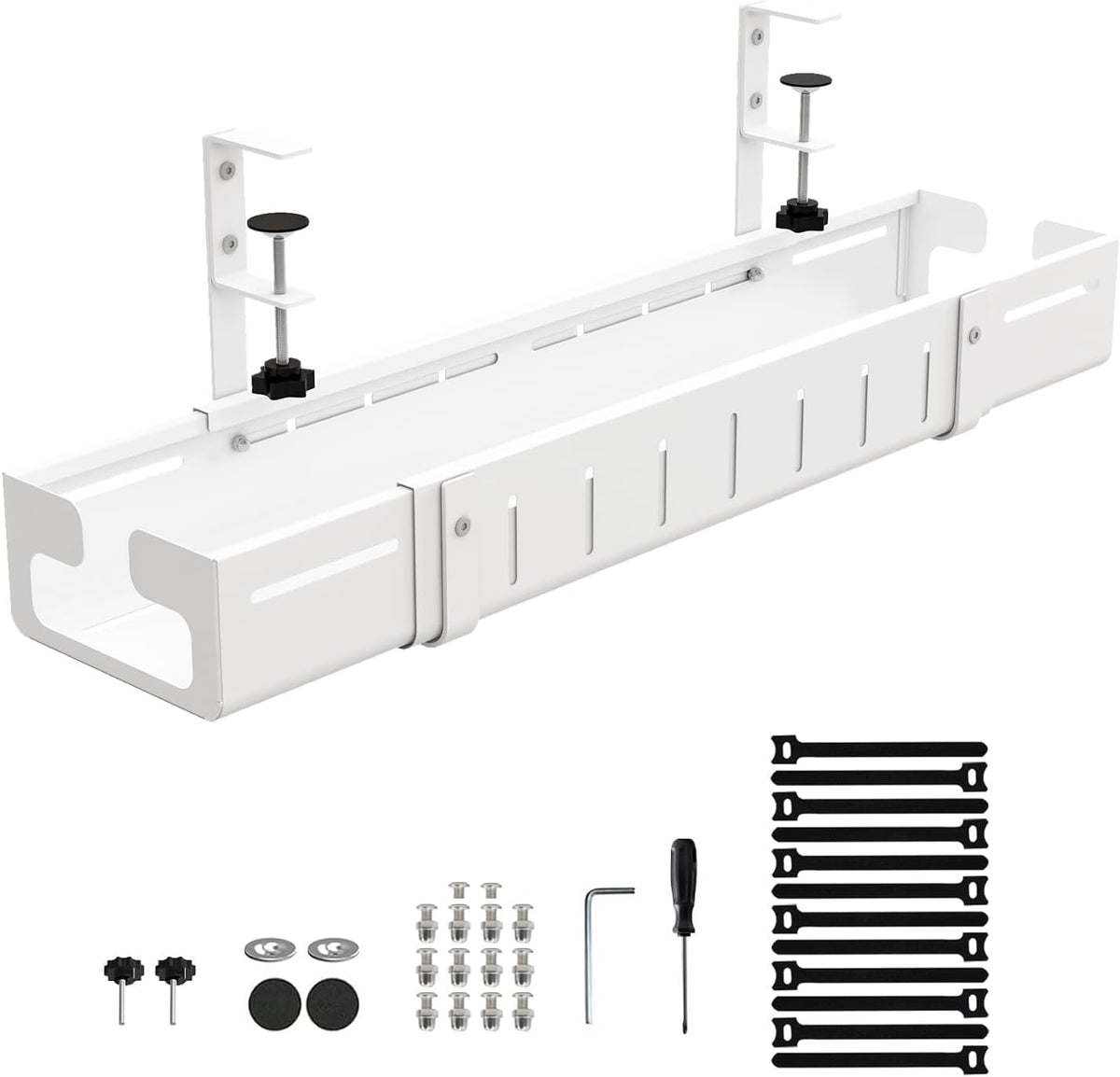 Under Desk Cable Management Tray, Expandable Length 25.2"-38.6",No ...