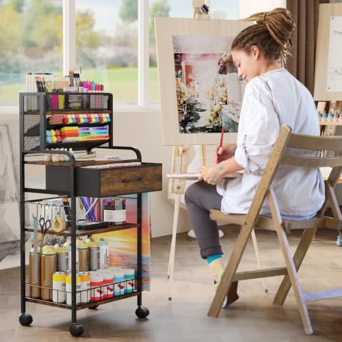 homsorout art cart, 3 tier rolling cart, main product view