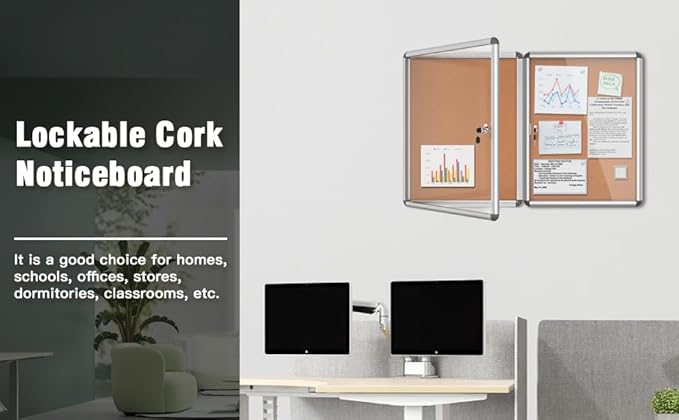 Mifuro 2 Pack 26"x20" Enclosed Bulletin Board, Lockable Weather-Resistant - Image 8
