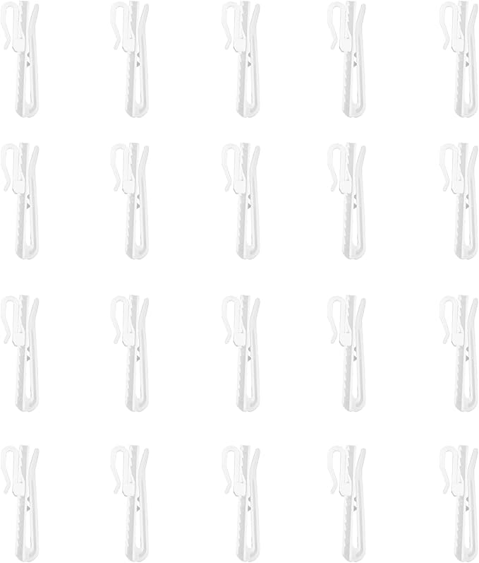 20 PCS Plastic Curtain Hooks Adjustable Pinch Pleat Curtain Clips Room Divider by CBSROROHome