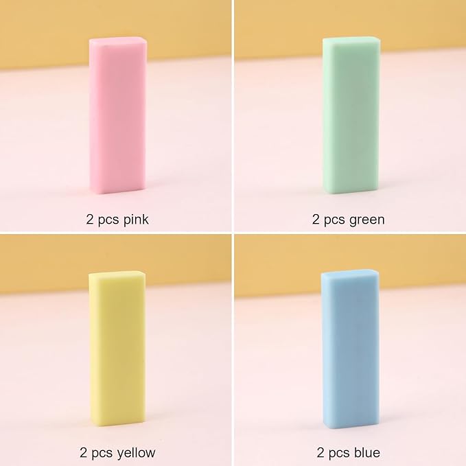 BetterJonny Sliding Retractable Eraser, 4 Color Push Pull Erasers and 8 Refills - Image 7