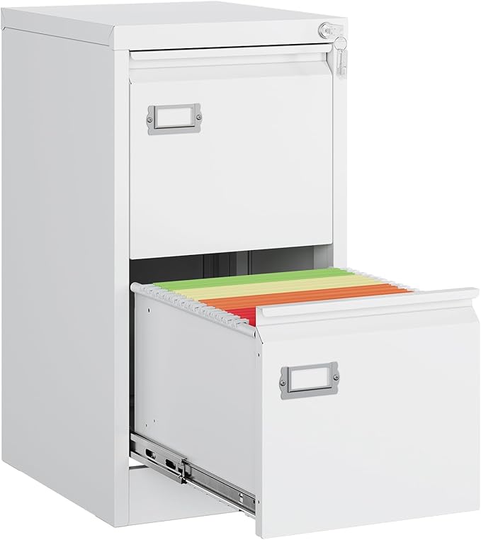 MIIIKO White 2 Drawer File Cabinet, Vertical Filing Cabinet by MIIIKOOfficeFurniture