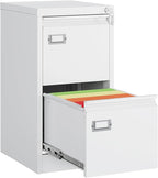 MIIIKO White 2 Drawer File Cabinet, Vertical Filing Cabinet by MIIIKOOfficeFurniture