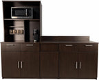 BREAKtime Upper Hutch Cabinet with 2-Door Storage, Microwave Space and Trash Bin, Office Breakroom Cabinet, Fully Assembled, 90" W x 24" D x 75" H, Appliances Not Included