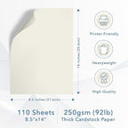 MOS Off-White Legal Cardstock Paper 8.5 x 14 Inch — Heavyweight 250 GSM Cover - Image 2