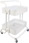 Ufriandz 2 Tier Cart with Wheels Under Desk Storage with Handle, Metal Rolling by Ufriandz