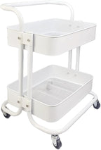 Ufriandz 2 Tier Cart with Wheels Under Desk Storage with Handle, Metal Rolling by Ufriandz