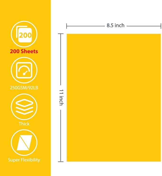 OcePor 200 Sheets Yellow Cardstock Paper, Colored Printer Paper 8.5 x 11 - Image 2