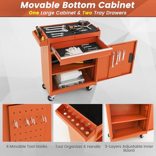 dreamade 5-drawer tool chest combo, rolling tool cabinet, package contents
