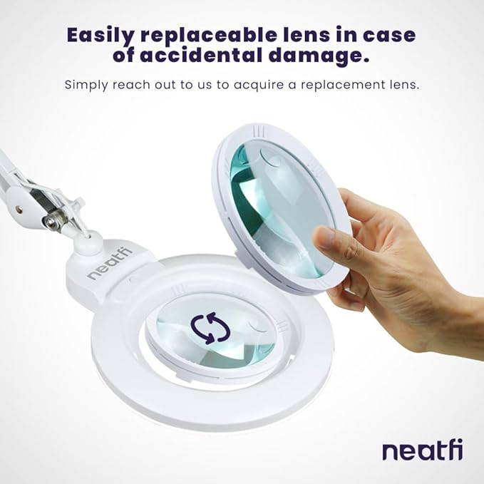 Neatfi XL Bifocal LED Magnifying Lamp, 7-Inch Lens, 5D/20D Magnification - Image 6