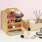 soujoy bamboo pen holder organizer, 360°rotating art supply, front angle view