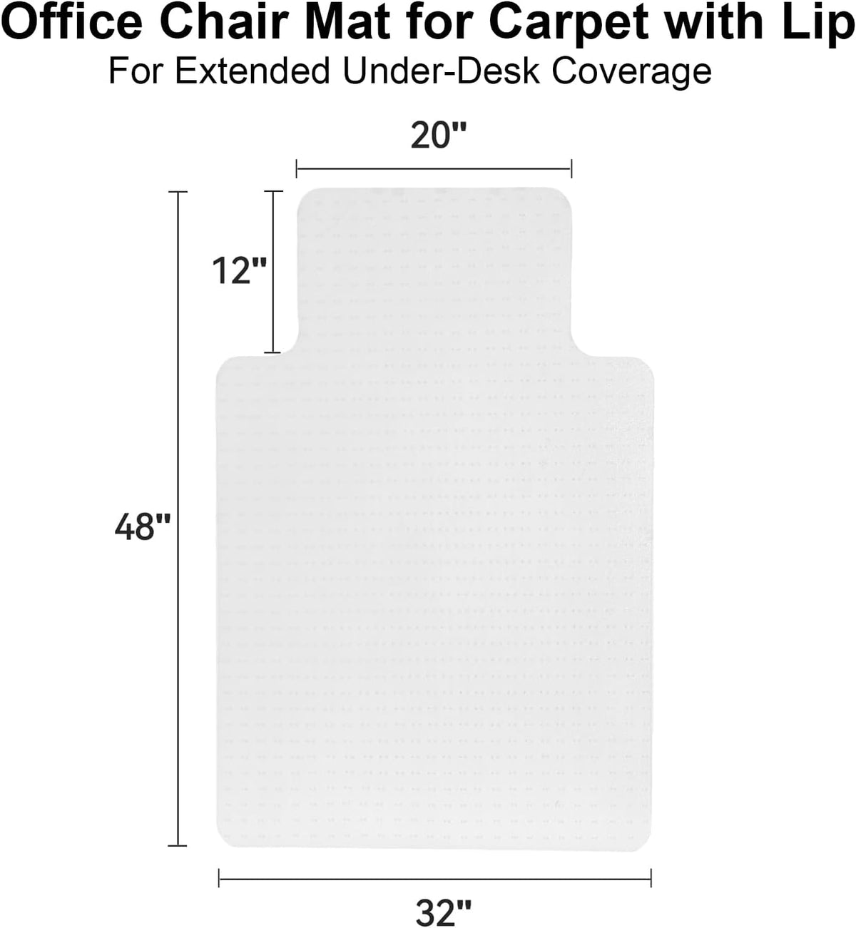32"x48" Office Chair Mat for Carpet with Lip, Flat Shipping | Heavy Duty Hard Clear Chair Mats, Under Desk Protector Floor Mat, Smooth Glide Plastic Rolling Computer ChairMat