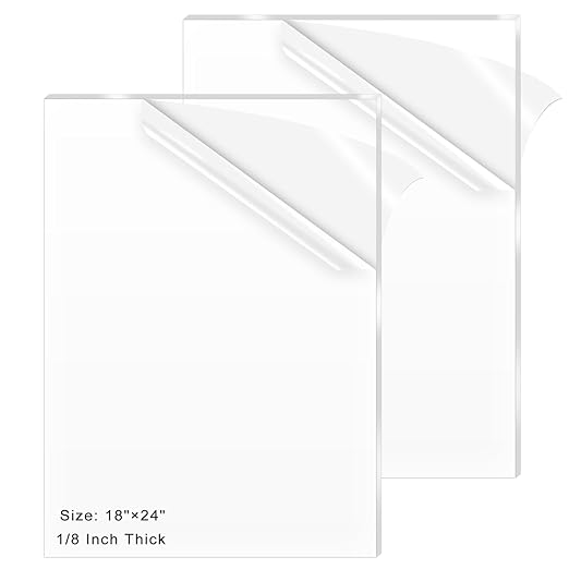2 Pack 18x24 Inch Acrylic Sheet 1/8" Thick, Cast Acrylic Sheet, by ADTDA
