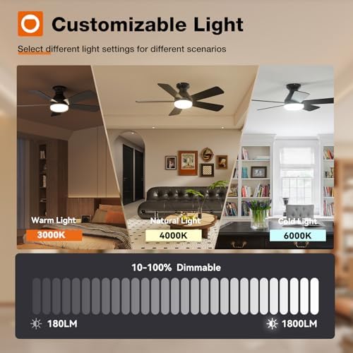 addlon 42 inch black low profile ceiling fans on a desk or shelf
