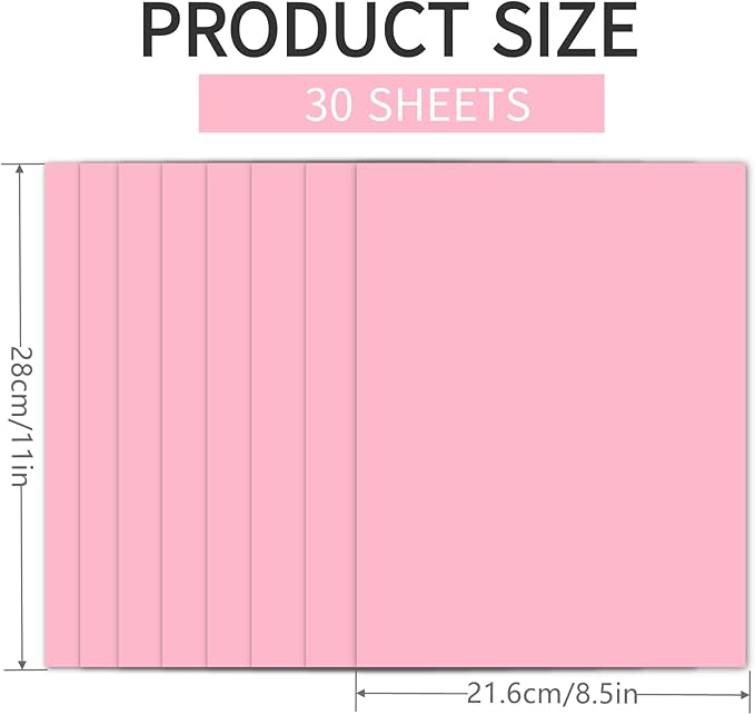 30 Sheets Pink Cardstock 8.5'' x 11'', 250gsm/90lb Heavyweight Cover Cardstock - Image 2