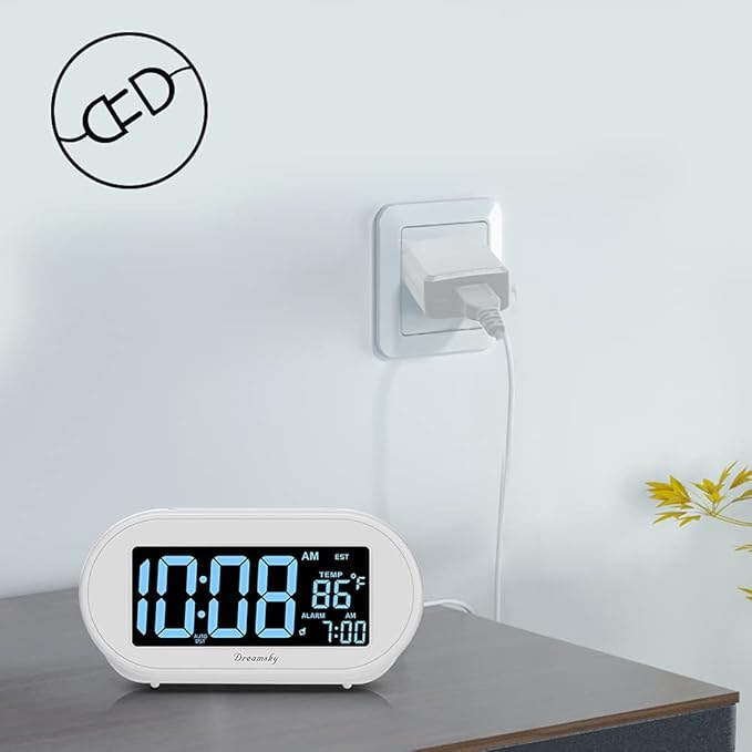 DreamSky Alarm Clocks for Bedrooms, Auto Set Digital Desk Clock for Bedside - Image 4
