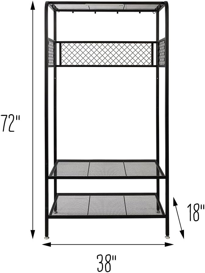 honey-can-do garage entryway storage unit with light, hooks, close-up detail
