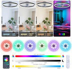 sterren rgb ceiling fan with light, low profile, side view
