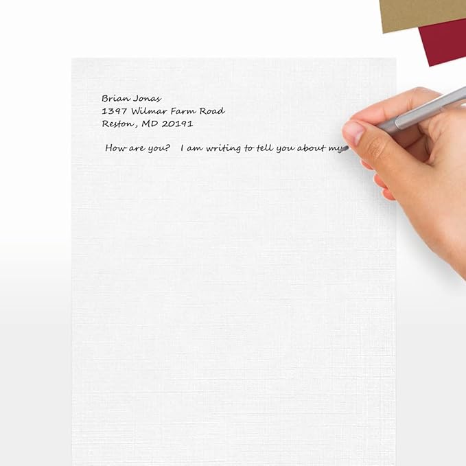 LUXPaper 8.5" x 11" Classic Linen Paper | Letter Size | Avon Brilliant White | - Image 5