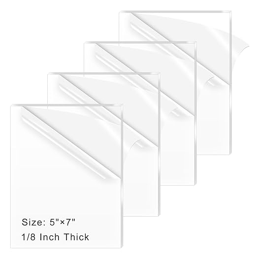 4 Pack 5x7 Inch Acrylic Sheet 1/8" Thick, Cast Acrylic Sheet, by ADTDA