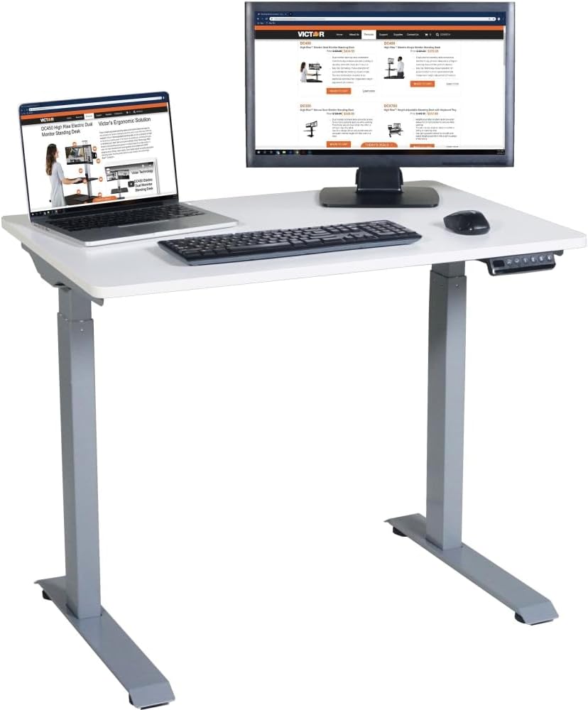 Victor 36-Inch Electric Standing Desk, Quiet Height Adjustable Desk with 4 Me...