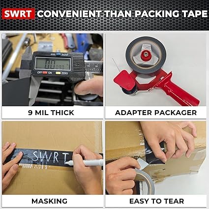 SWRT 9 Mil 24-Pack Black Heavy Duty Duct Tape Strong Adhesive, 2 in x 30 YD - Image 7