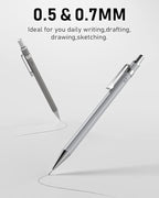 Nicpro 8 Pack 0.5mm & 0.7mm Metal Mechanical Pencil Set, MB1000 Lead Drafting - Image 8