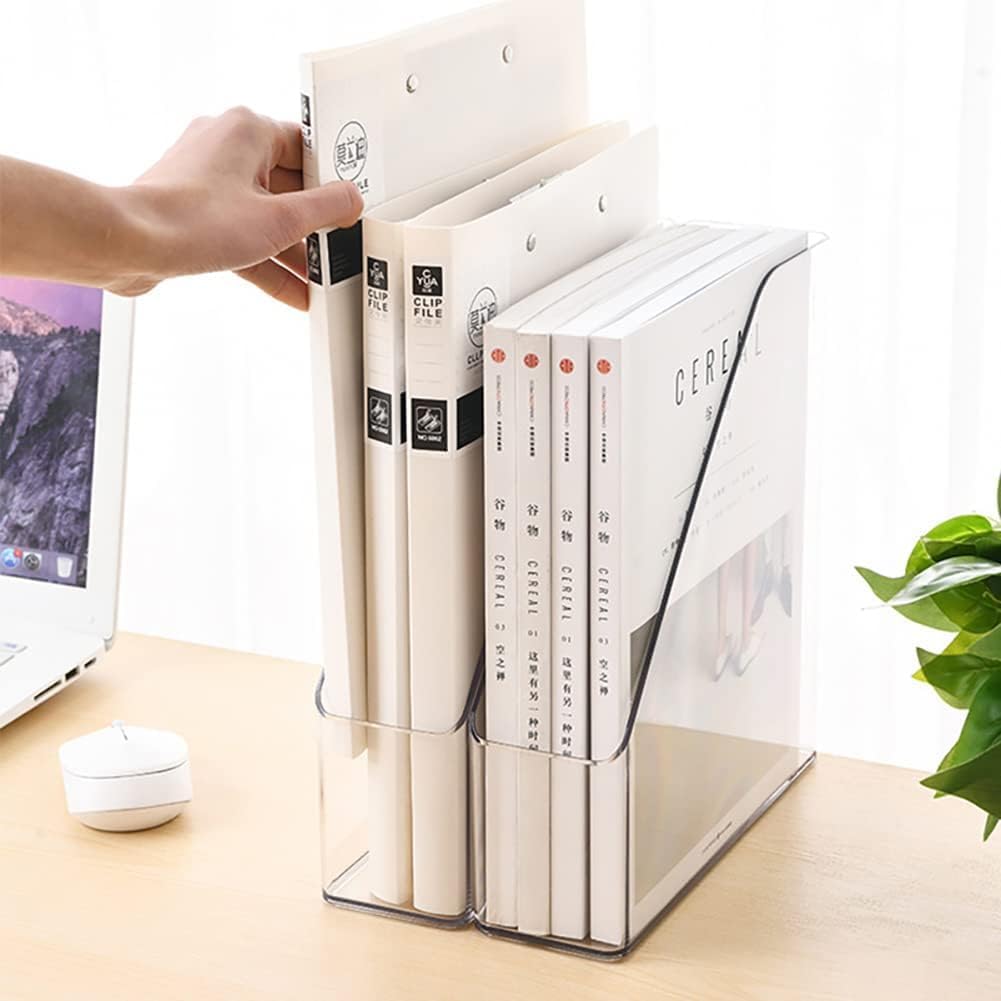 Magazine Holder, Clear Plastic Vertical File Magazine Organizer, Desktop File...