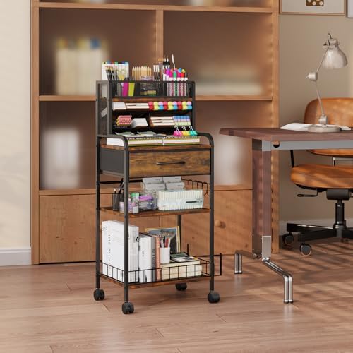 homsorout art cart, 3 tier rolling cart showing dimensions