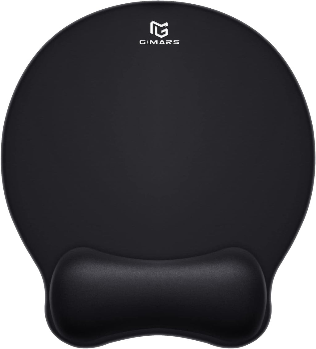 Gimars Upgrade Round Mouse Pad with Wrist Rest, Enlarge Smooth Superfine Fibre Memory Foam Ergonomic Comfortable Gaming Mousepad with Nonslip Base for Pain Relief, Laptop Computer Office, 10.8 x 9.7''
