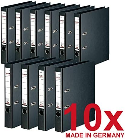 Original Falken Chromocolor Premium Lever Arch Files Made in Germany Plastic Cover Exterior and Inside 5 cm Wide DIN A4 Black Ring Binder File Letter Folder Office Folder Plastic Folder