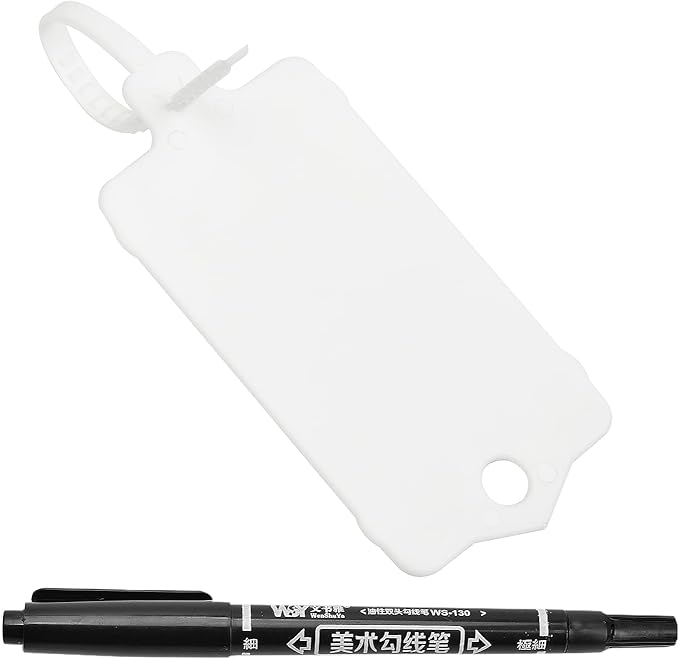 100pcs Blank Plastic Tags for Labeling Reusable Hanging Tags Ties Key Tag by LeadSeals