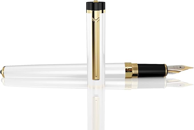 Dryden Designs Fountain Pen Medium Nib, Pearl White, Left and Right Handed - Image 8