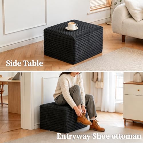 25.6" boneless ottoman for couch, plush corduroy foot on a desk or shelf