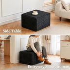 25.6" boneless ottoman for couch, plush corduroy foot on a desk or shelf