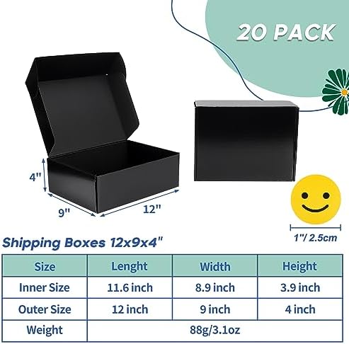rempry 12x9x4 black shipping boxes 20 pack, large shown in use