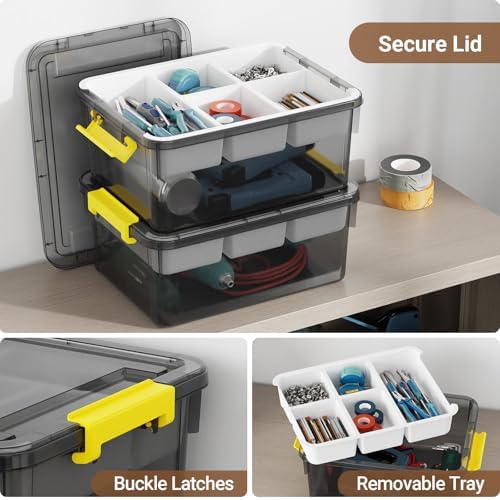 40qt stackable storage bins with lids trays craft, close-up detail