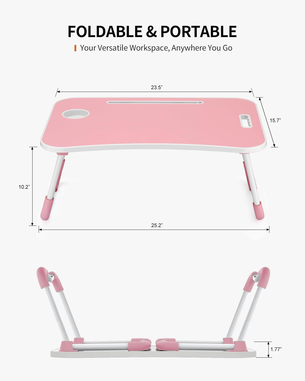 FISYOD Foldable Laptop Table, Portable Lap Desk Bed Table Tray, Laptop Stand ...