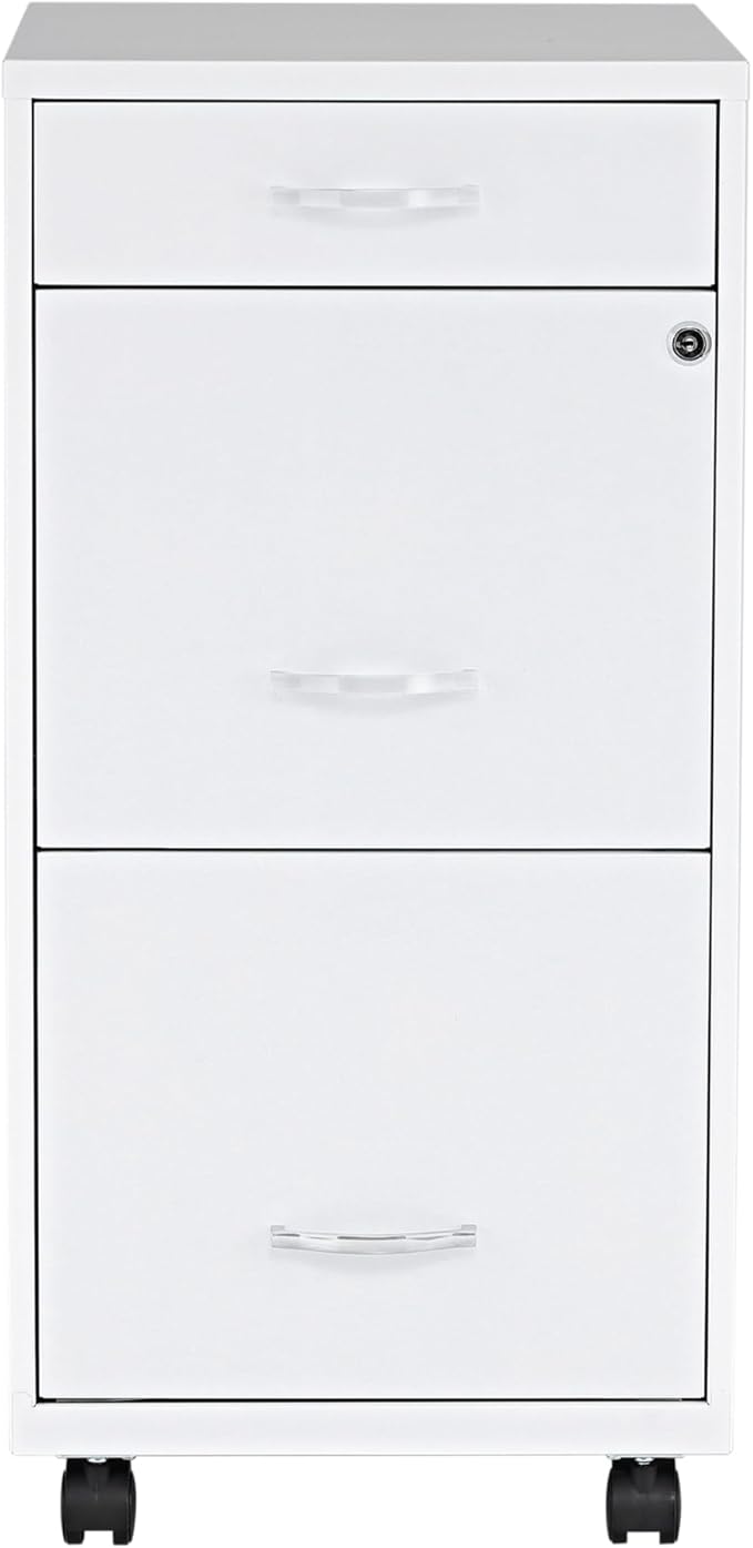 Lorell LYS SOHO Box/File/File Mobile White File Cabinet, 3 Drawer, 26.5 x 14.3 - Image 3