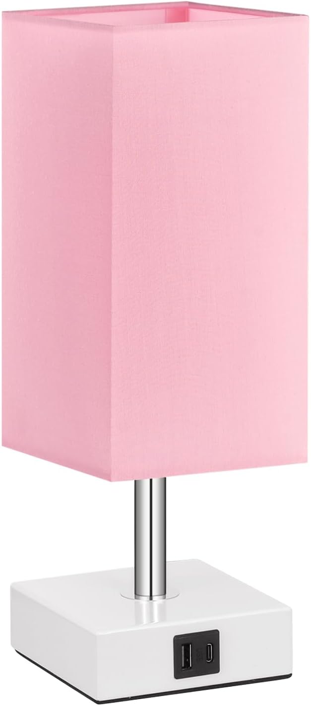 pink touch table lamp for bedroom - dimmable, front angle view
