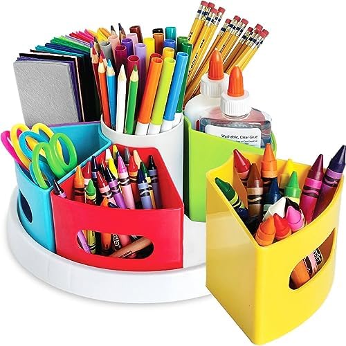 Hapinest Rotating Art Supply Organizer - Crayon, Marker & Pencil Storage ...