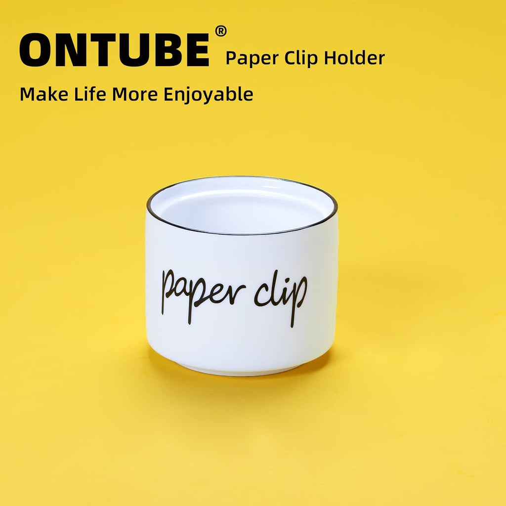 Farmhouse Ceramic Paper Clip Holders (White) | Ceramic, farmhouse, paper & binder clips, push pin organizer, desk decor, cute, durable, easy-clean, compact,versatile