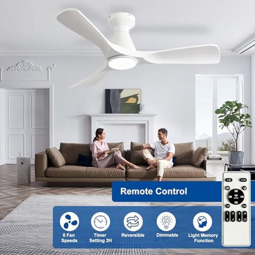 depuley 42-inch ceiling fans with lights: white 3, side view